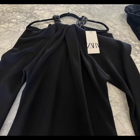 Zara black dress size L length before the knees, long sleeves - Picture 3 of 5